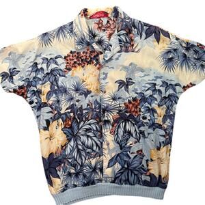 Vintage California by‎ Madman Hawaiian Blouson Button Up Tropical Vacation Beach